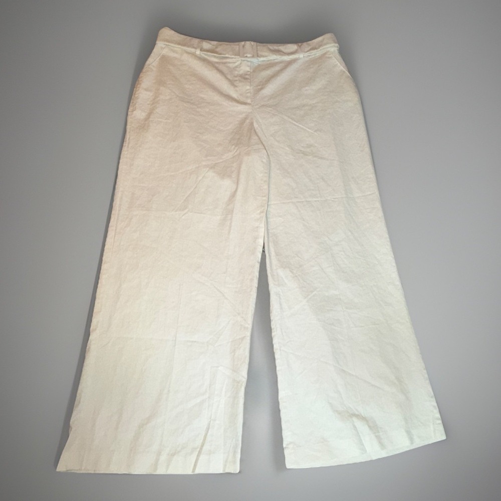 Lane Bryant Wide Leg Linen-Blend Pants in Off-White